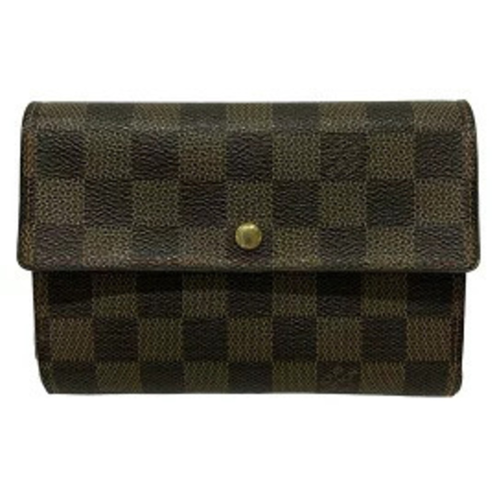 LOUIS VUITTON Porte Wallet Tresor Etui Papier Tri fold Wallet Ebene Brown